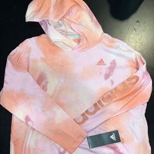 Adidas Girls Tie-Dye Hooded Long Sleeve Tee Size 10/12 NWT